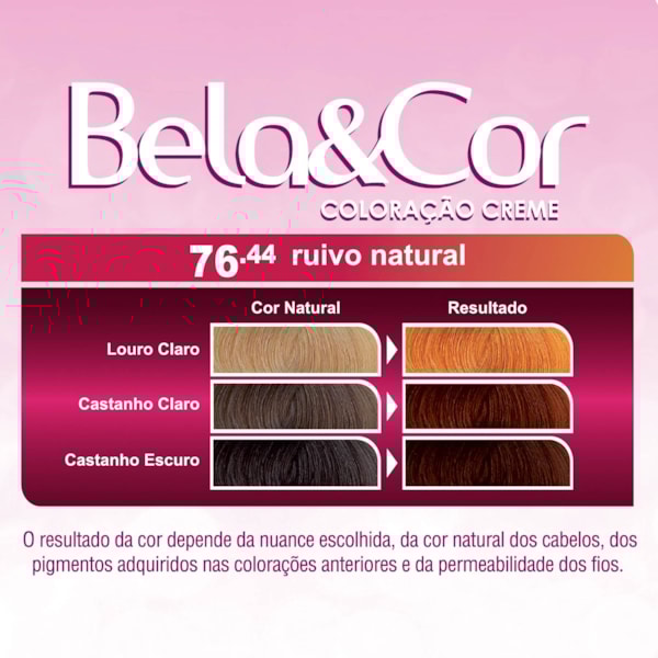 Coloração Bela&Cor - 76.44 Ruivo Natural-37c526d5-eb07-4123-8bbd-ed66402d3065