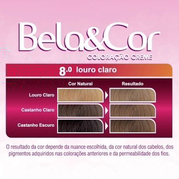 Coloração Bela&Cor - 8.0 Louro Claro-b54b8442-aa2c-41a6-8370-bba145f9e7b4