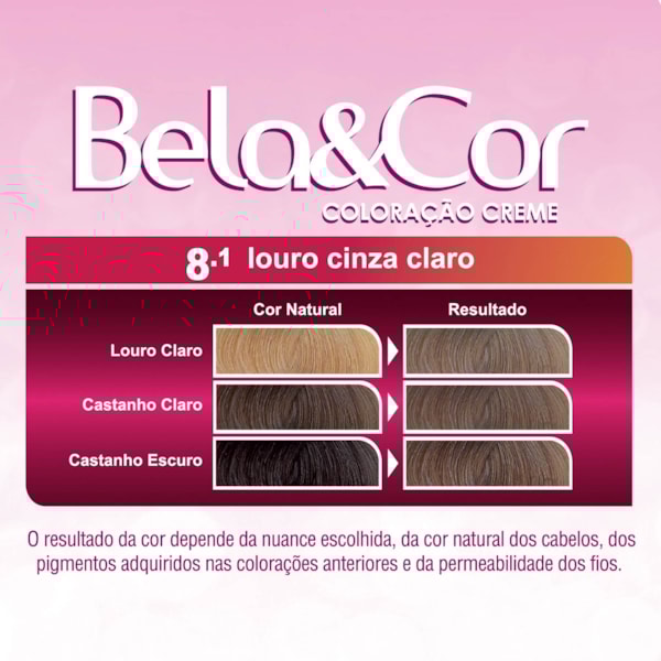 Coloração Bela&Cor - 8.1 Louro Cinza Claro-18940a2e-6e89-4b33-be63-f9fde2dc7617