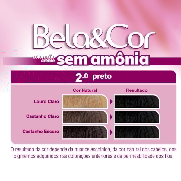 Coloração Bela&Cor Sem Amônia - 2.0 Preto-14697b86-4702-4e5d-a4db-423f25b5bd0f