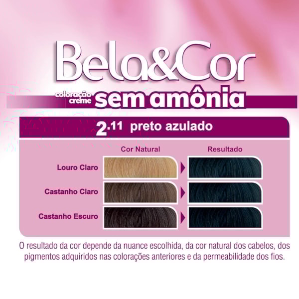 Coloração Bela&Cor Sem Amônia - 2.11 Preto Azulado-a152525b-a674-4a84-a82a-22d02a0703f6