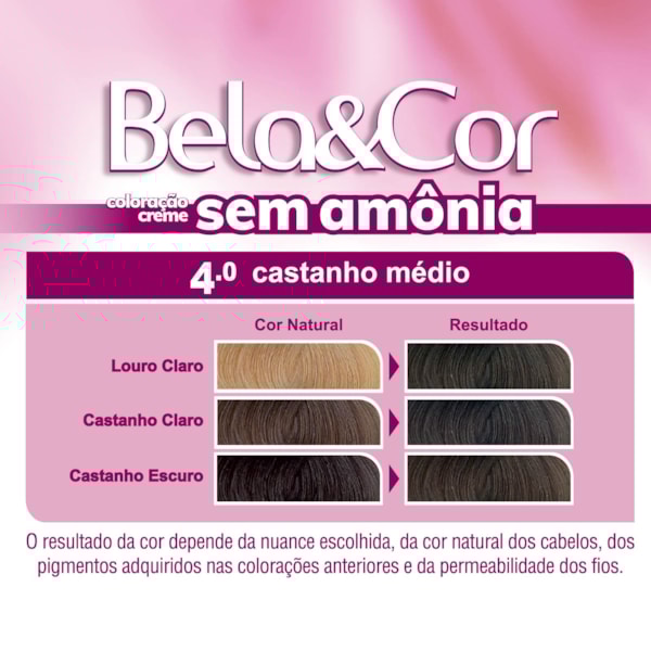 Coloração Bela&Cor Sem Amônia - 4.0 Castanho Médio-4ba87268-2b96-4806-a452-d03157d4e039