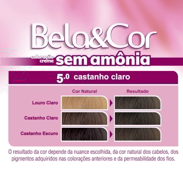 Coloração Bela&Cor Sem Amônia - 5.0 Castanho Claro-1d3f77ed-f30d-4558-b153-b466483110f4