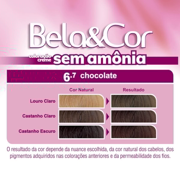Coloração Bela&Cor Sem Amônia - 6.7 Chocolate-14366fb3-715f-432f-a880-e6deb53bf32c