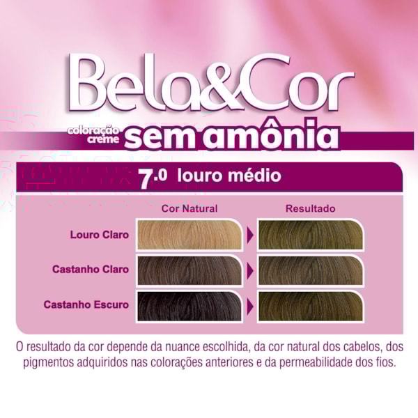 Coloração Bela&Cor Sem Amônia - 7.0 Louro Médio-1327d424-0486-45b2-a8fd-1e7ffa5453ac