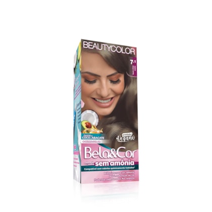 Coloração Bela&Cor Sem Amônia - 7.1 Louro Cinza Médio