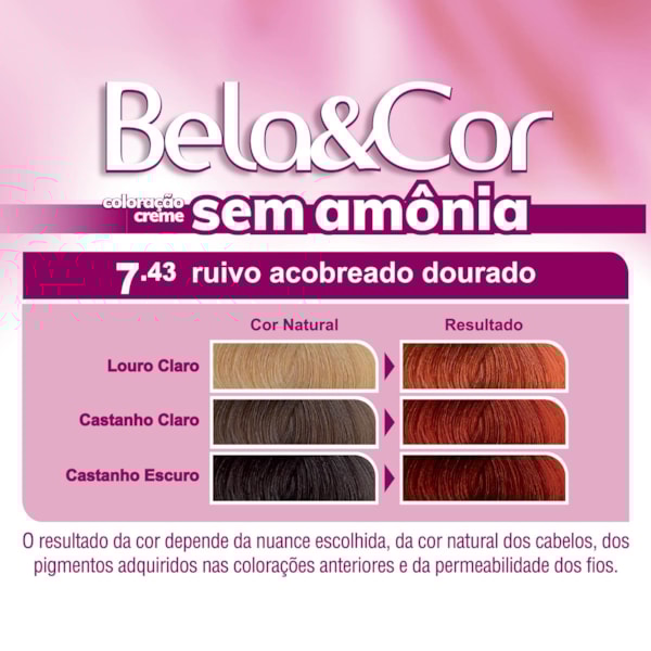 Coloração Bela&Cor Sem Amônia - 7.43 Ruivo Acobreado Dourado-2d32fbd2-aaf9-448e-b954-19d5d32f87e8