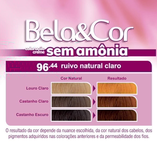 Coloração Bela&Cor Sem Amônia - 96.44 Ruivo Natural Claro-4a96cb14-c135-482d-87b5-96190fc57f7d