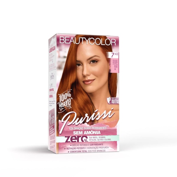 Coloração Kit BEAUTYCOLOR Puríssi Sem Amônia - 7.43 Ruivo Acobreado Dourado-019a43c0-3c2e-4c11-a46b-802ed63c9016