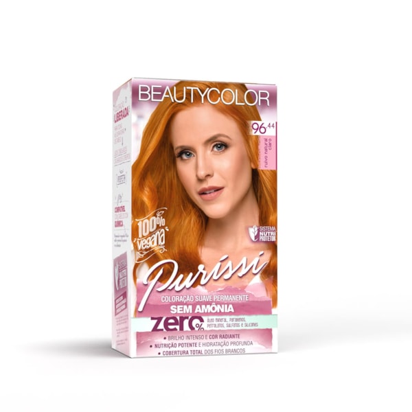 Coloração Kit BEAUTYCOLOR Puríssi Sem Amônia - 96.44 Ruivo Natural Claro-8bd4f3cb-e94f-4287-a961-24a833716e6c