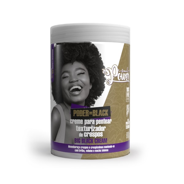 Creme para Pentear Big Black Cream Soul Power - Dá Brilho, Volume e Maciez para Crespos - 800g-d1842e9b-5070-4bb0-81c4-bbf76727eb0f