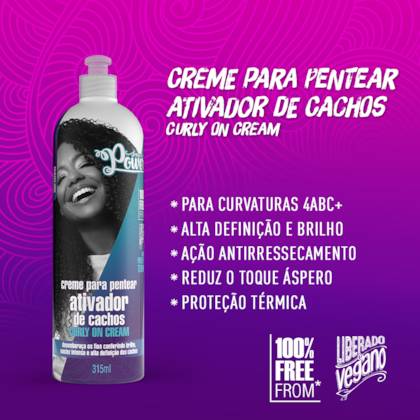Creme para Pentear Curly On Cream Soul Power - Ativa os Cachos, dá Brilho e Define - 315ml