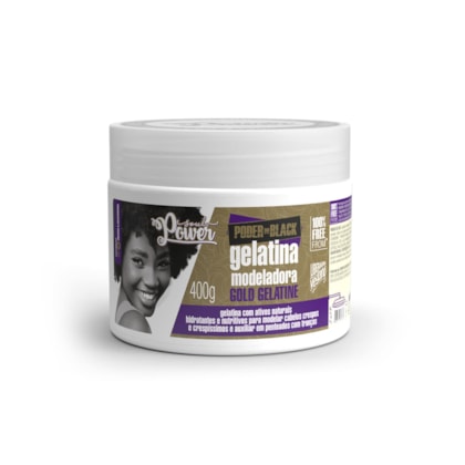 Gelatina Modeladora Black Gold Gelatine Soul Power - Facilita Finalizações e Penteados em Cabelos Crespos - 400g