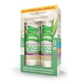 Kit Shampoo e Condicionador Babosa Repair - Reparação Total - HEADLINE Especialidades - 1L