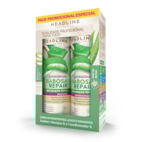 Kit Shampoo e Condicionador Babosa Repair - Reparação Total - HEADLINE Especialidades - 1L