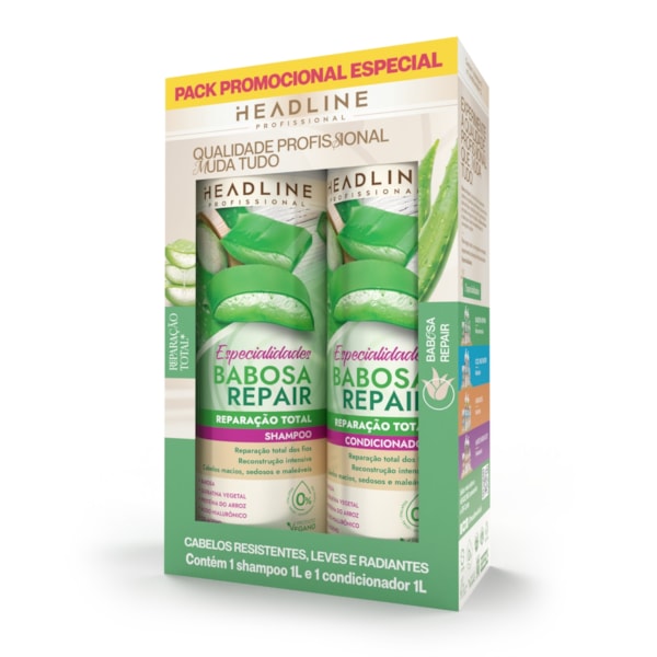 Kit Shampoo e Condicionador Babosa Repair - Reparação Total - HEADLINE Especialidades - 1L-dedf0c66-de35-4ea9-af52-4e7eee542cfe