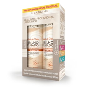 Kit Shampoo e Condicionador Brilho Espelhado - Nutrição Profunda - HEADLINE Resultado de Salão - 500ml
