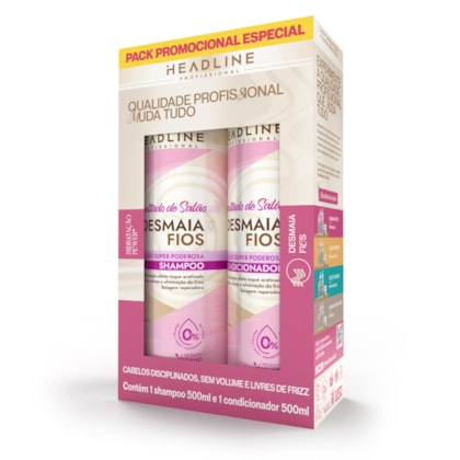 Kit Shampoo e Condicionador Desmaia Fios - Hidratação Super Poderosa - HEADLINE Resultado de Salão - 500ml