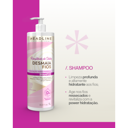 Kit Shampoo e Condicionador Desmaia Fios - Hidratação Super Poderosa - HEADLINE Resultado de Salão  - 1L