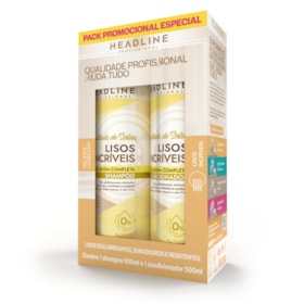 Kit Shampoo E Condicionador Lisos Incríveis Resultado De Salão Headline 500ml