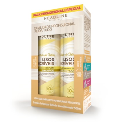 Kit Shampoo e Condicionador Lisos Incríveis - Selagem Completa - HEADLINE Resultado de Salão - 500ml