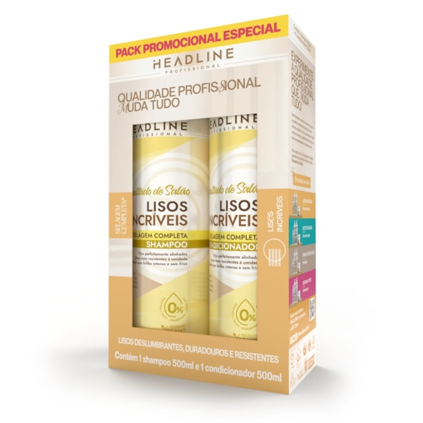 Kit Shampoo e Condicionador Lisos Incríveis - Selagem Completa - HEADLINE Resultado de Salão - 500ml-e20ac194-abe0-41fe-9c77-33e37299e4ae