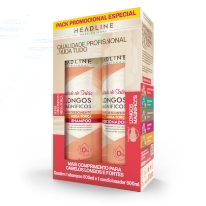 Kit Shampoo e Condicionador Longos Magníficos – Resistência e Comprimento - HEADLINE - 500ml