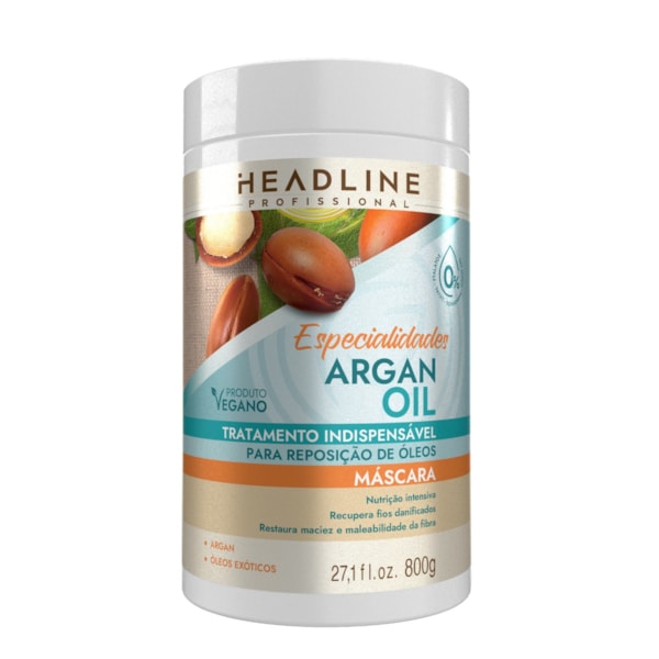 Máscara Argan Oil - Nutrição, Repõe Lipídios e Recupera a Maciez - HEADLINE Especialidades - 800g-2ae1eef4-f557-4419-a08e-99ebfdedd91d