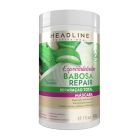 Máscara Babosa Repair - Reconstrução Profunda, Repõe Massa e Recupera Maciez - HEADLINE Especialidades - 800g
