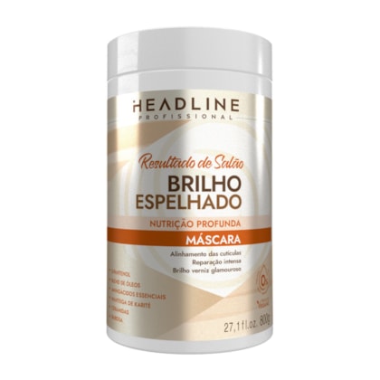 Máscara Brilho Espelhado - Nutrição, Repara e dá Brilho - HEADLINE Resultado de Salão  - 800g