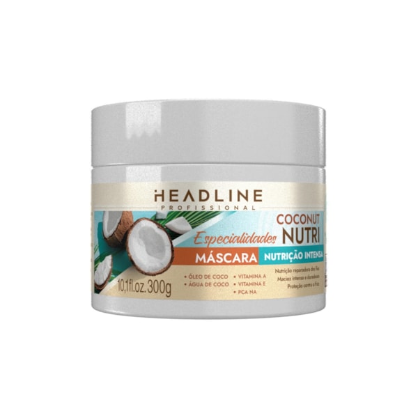Máscara Coconut Nutri - Nutrição, Repara e Devolve Maciez - HEADLINE Especialidades - 300g-1360ae11-0d66-417c-b184-093fd3de998a