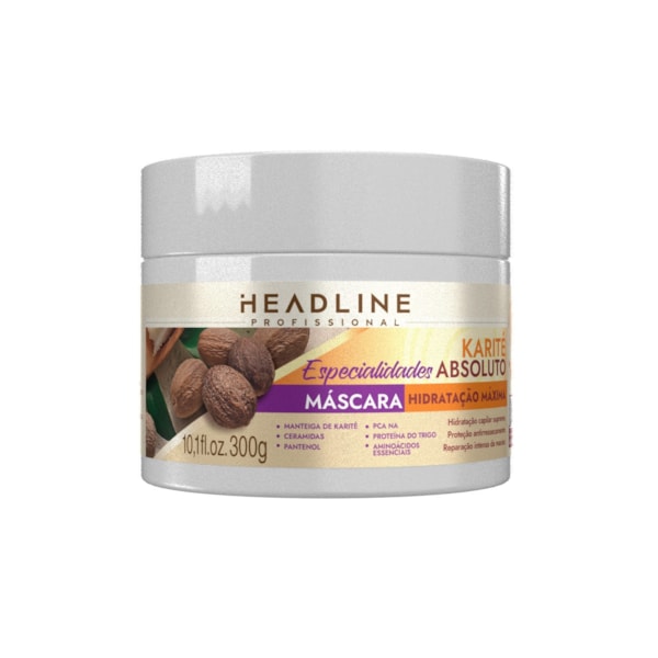 Máscara Karité Absoluto - Hidratação Máxima, Repara e Recupera a Maciez - HEADLINE Especialidades - 300g-8d20d107-de33-423a-8fae-2099da8d4ae2