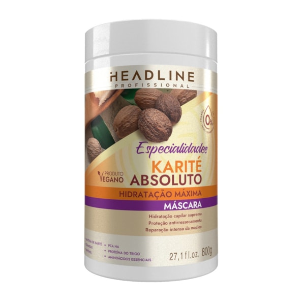 Máscara Karité Absoluto - Hidratação Máxima, Repara e Recupera a Maciez - HEADLINE Especialidades - 800g-70078481-2878-4a7a-90ee-39d555d1734c
