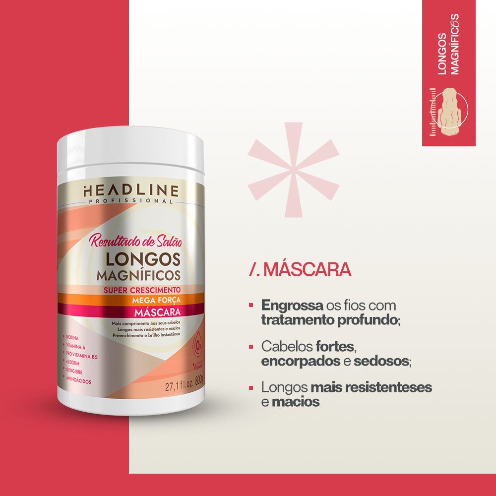 Máscara Longos Magníficos, Preenchimento dos Fios e Maciez