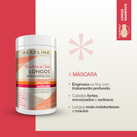 Máscara Longos Magníficos, Preenchimento dos Fios e Maciez - HEADLINE - 800g