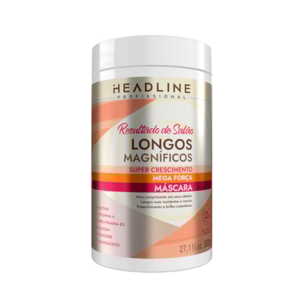 Máscara Longos Magníficos, Preenchimento dos Fios e Maciez - HEADLINE - 800g-e7ff957a-3ca8-4bcd-999b-38184b9c90f4