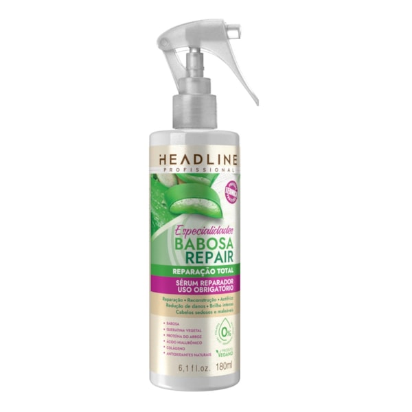 Sérum Reparador Uso Obrigatório Babosa Repair - Repara Danos, Reduz Frizz e Realça Brilho - HEADLINE Especialidades - 180g-af63aacd-5267-477b-bba3-e8cabc629529