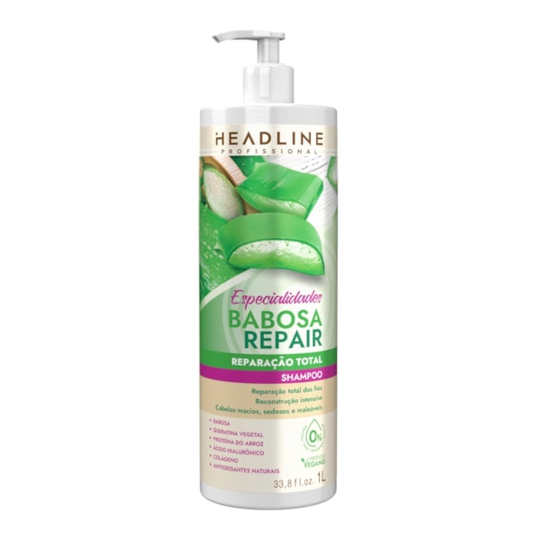 Shampoo Babosa Repair - Limpa e Restaura - HEADLINE Especialidades - 1L-4a783bc8-a10d-48e9-b2b3-153860705a1c