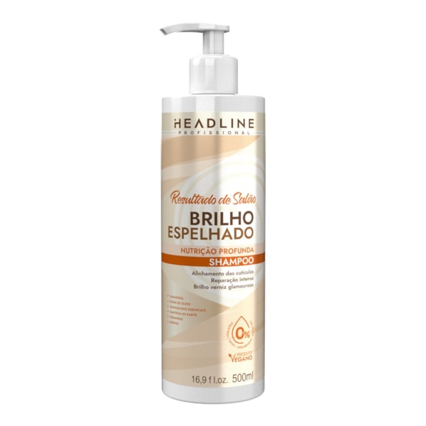Shampoo Brilho Espelhado - Limpa e Nutre Profundamente - HEADLINE Resultado de Salão - 500ml-a7166cd3-371c-4de7-af25-2b89de80ed77