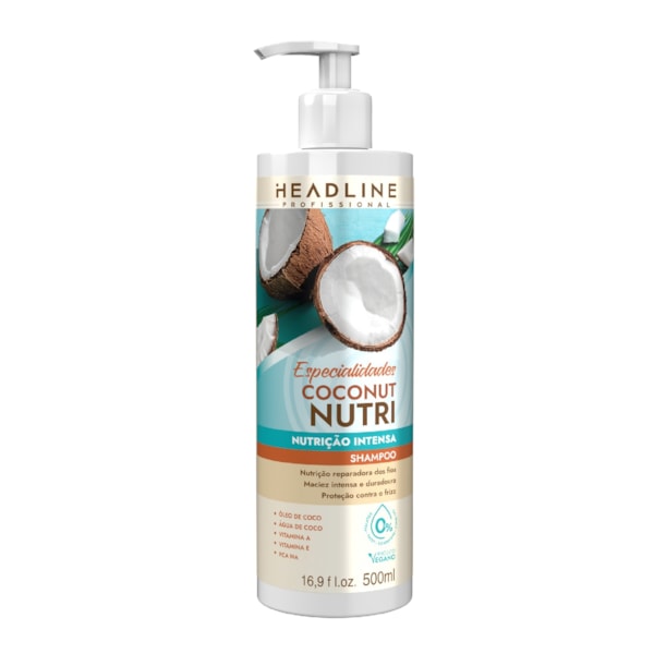 Shampoo Coconut Nutri - Limpa Suavemente e Nutre - HEADLINE Especialidades - 500ml-408df819-8e41-4c8f-912a-1a2a83eaa64c