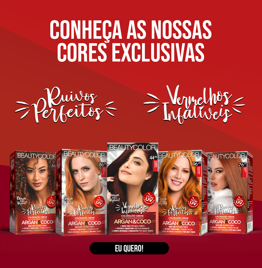 Banner mosaico Principal - Essa imagem contém os produtos com cores exclusivas. Linhas Vermelhos Infalíveis e Ruivos Perfeitos